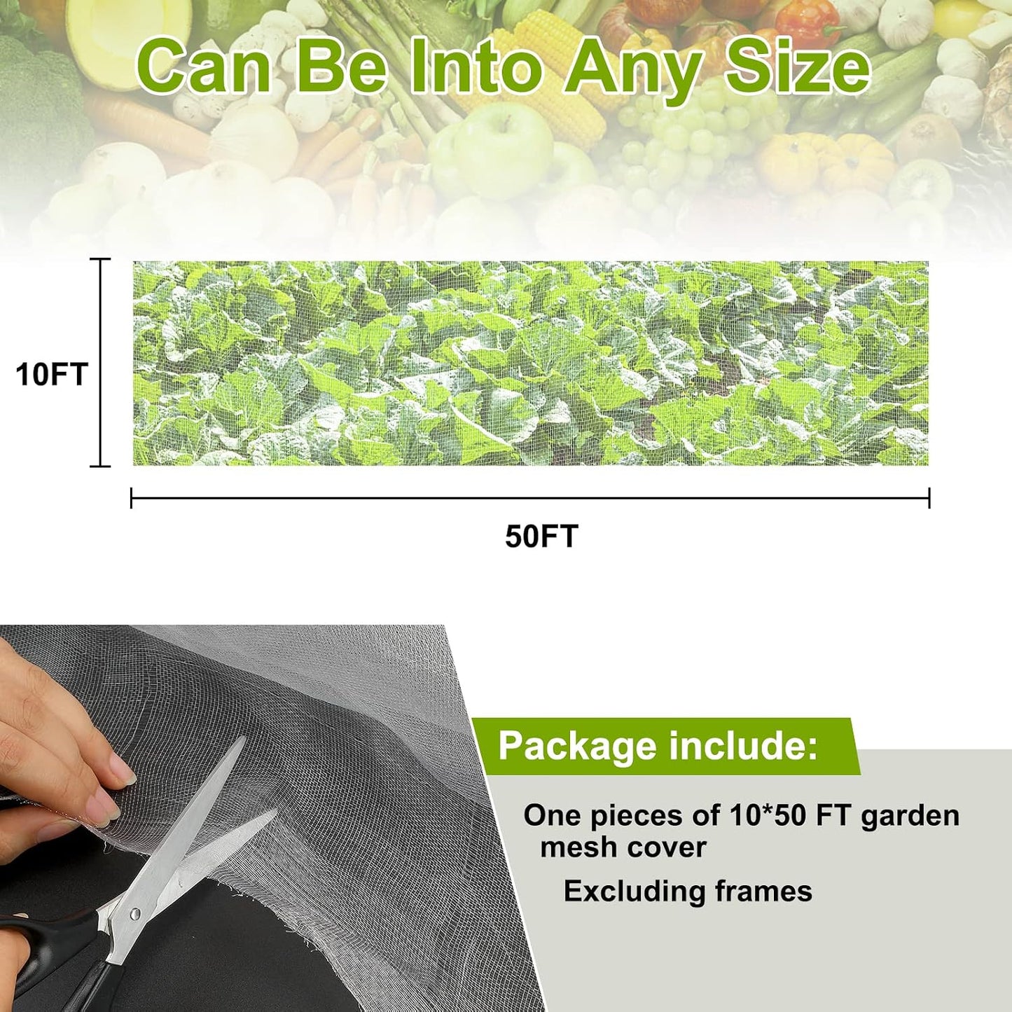 Garden Netting for Raised Beds Garden Protection Plant, 2 Pcs 10x33Ft