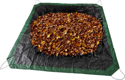 Drawstring Tarps 9x9 Ft, Waterproof Leaf Tarp 4 Drawstrings