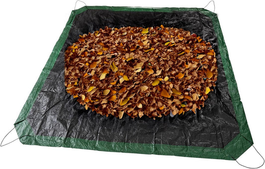 Drawstring Tarps 9x9 Ft, Waterproof Leaf Tarp 4 Drawstrings