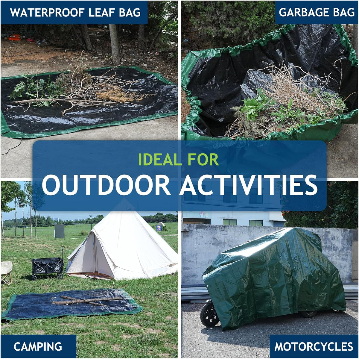 Drawstring Tarps 9x9 Ft, Waterproof Leaf Tarp 4 Drawstrings