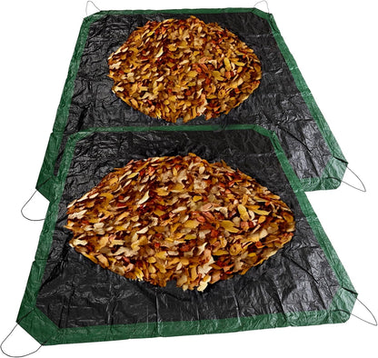 Drawstring Tarps 9x9 Ft, Waterproof Leaf Tarp 4 Drawstrings