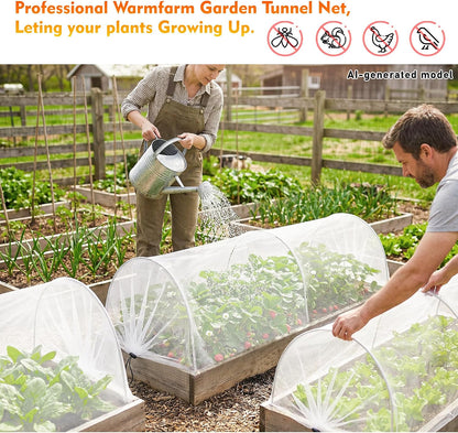 2PCS 4ft Garden Row Accelerator Plants Cover, Pop Up Garden Bed Tunnel Net with 6 Stakes, Ready-to-Use Design Garden Beds Vegetable Rows Plant Protector for Protecting Vegetable Fruit