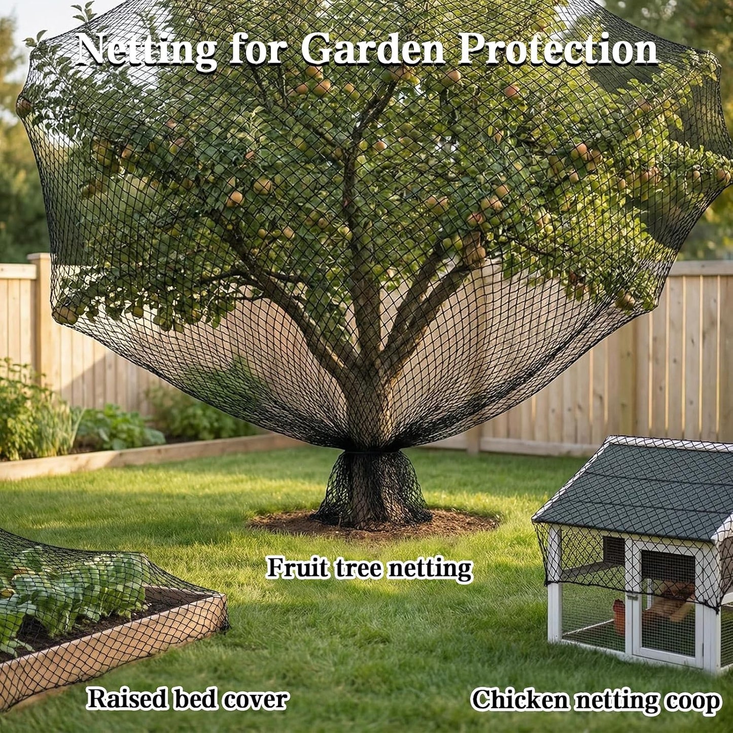 7.5 x 100 FT Bird Netting,1/2" Mesh Garden Netting,100PCS Zip Tie