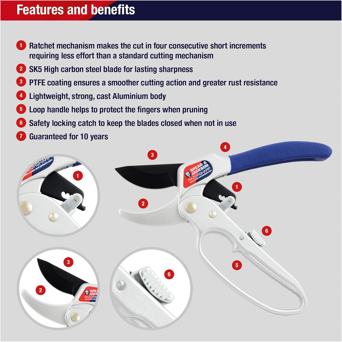6258RS Razorsharp Compact Ratchet Anvil Pruners
