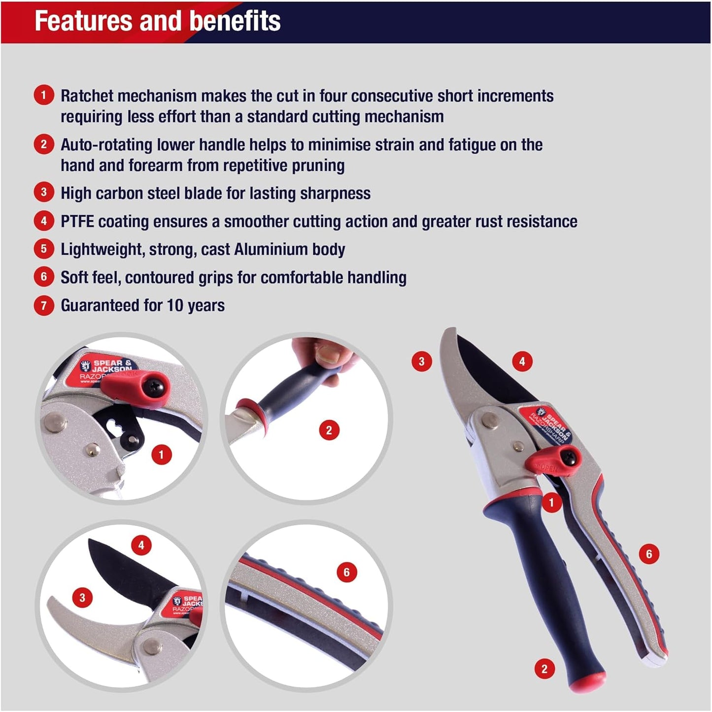 6258RS Razorsharp Compact Ratchet Anvil Pruners