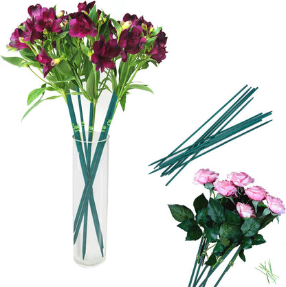 Green Bamboo Plant Stakes, 15 Inch Garden Plant Support Sticks 25 Pack
