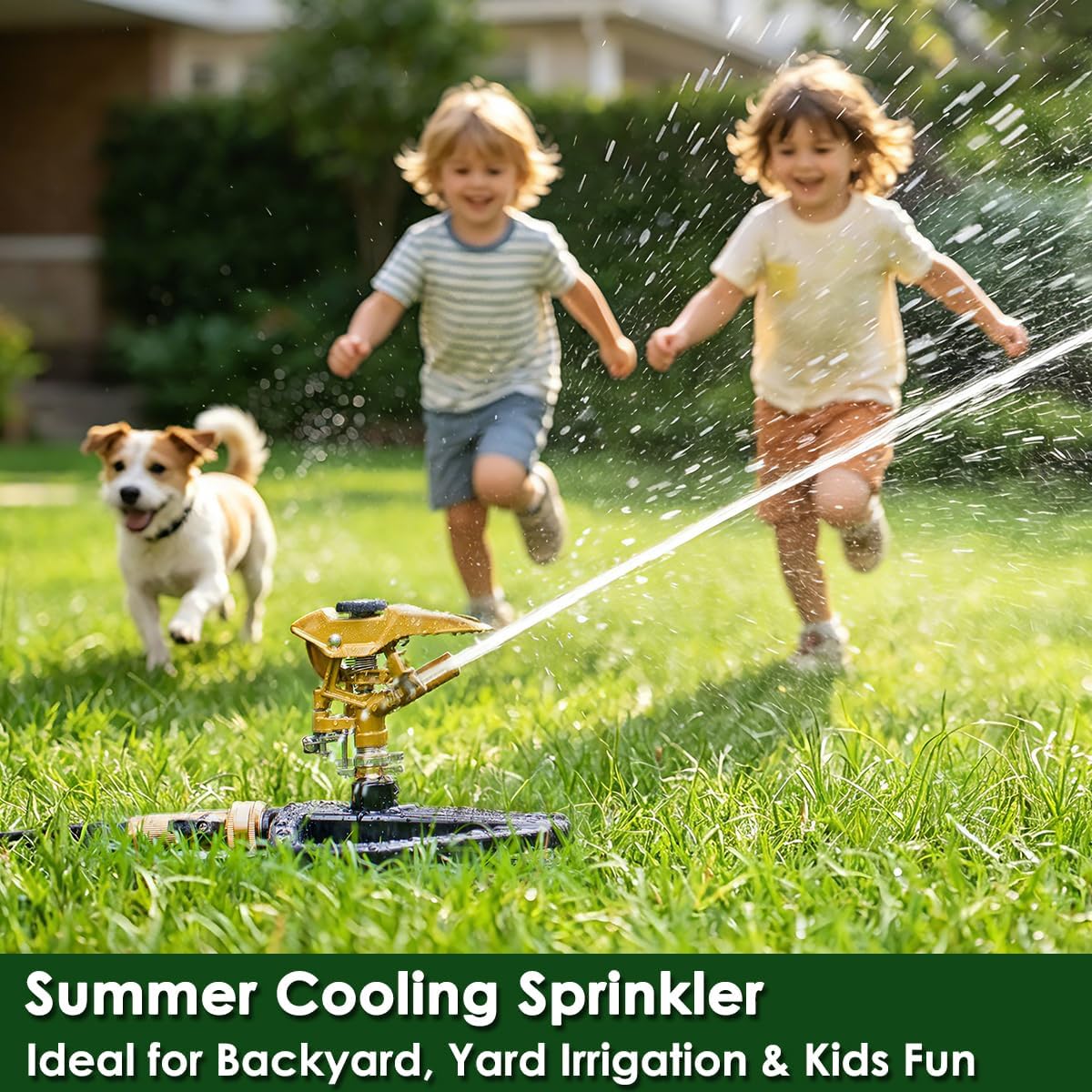 Heavy Duty Pulsating Impact Lawn Sprinkler with Metal Base, 100% Metal 360°Adjustable Circular Zinc Impulse Sprinkler for Large Area Lawn & Yard Irrigation, Covers Up to 5800 sq. Ft