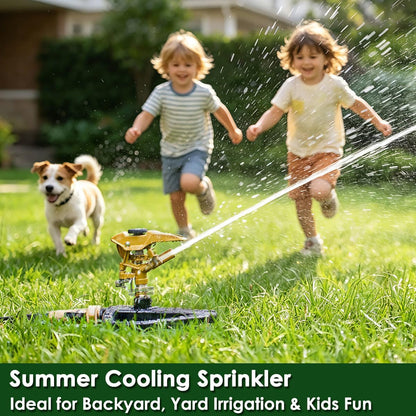 Heavy Duty Pulsating Impact Lawn Sprinkler with Metal Base, 100% Metal 360°Adjustable Circular Zinc Impulse Sprinkler for Large Area Lawn & Yard Irrigation, Covers Up to 5800 sq. Ft