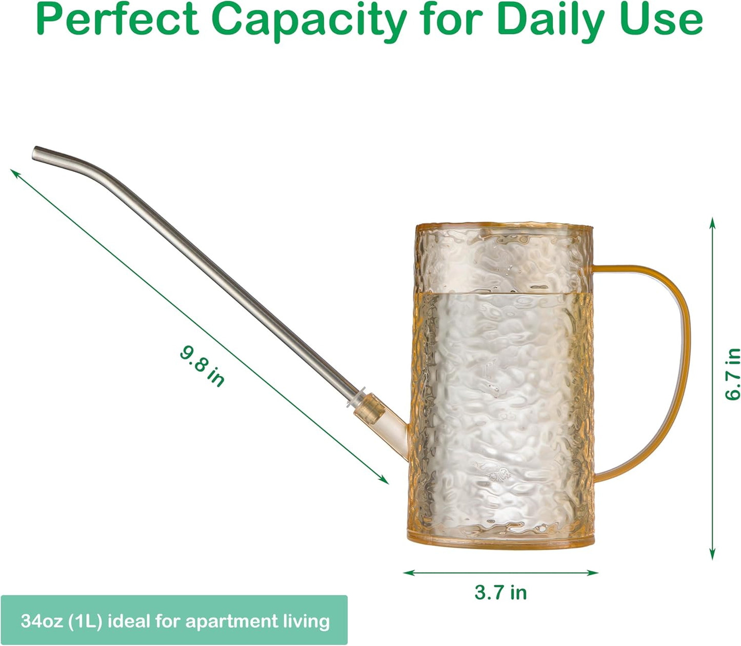 Small Watering Can for Indoor Plants - 34oz Leakproof Lightweight Pot with Long Spout & Bonus Shower Head, Indoor Watering Can for House Plants in Sage Green