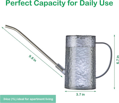 Small Watering Can for Indoor Plants - 34oz Leakproof Lightweight Pot with Long Spout & Bonus Shower Head, Indoor Watering Can for House Plants in Sage Green