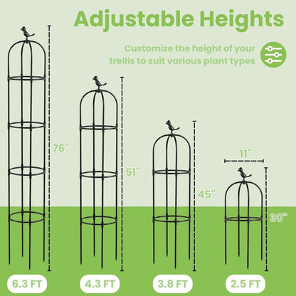 Garden Obelisk Trellis for Climbing Plants Outdoor - 2 Pack 6.3 Ft Plant Support Round Trellis for Potted Plants Indoor - Rustproof Plastic Coated Tomato Cage for Vines Flowers Vegetable