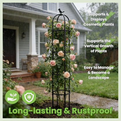 Garden Obelisk Trellis for Climbing Plants Outdoor - 2 Pack 6.3 Ft Plant Support Round Trellis for Potted Plants Indoor - Rustproof Plastic Coated Tomato Cage for Vines Flowers Vegetable