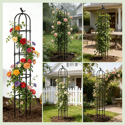 Garden Obelisk Trellis for Climbing Plants Outdoor - 2 Pack 6.3 Ft Plant Support Round Trellis for Potted Plants Indoor - Rustproof Plastic Coated Tomato Cage for Vines Flowers Vegetable