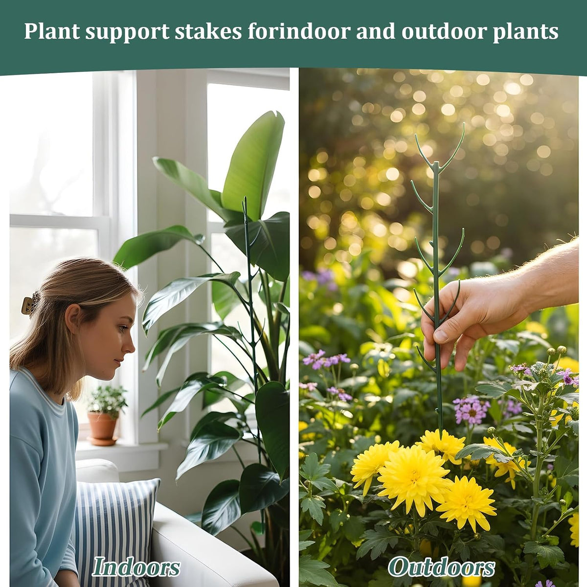 5 Pack Plant Support Stakes, Stackable Monstera Plant Supports for Indoor Outdoor Plants Garden Stakes Trellis for Climbing and Potted Plants Pothos Flowers