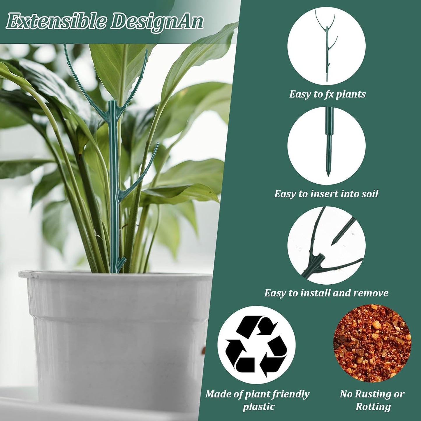 5 Pack Plant Support Stakes, Stackable Monstera Plant Supports for Indoor Outdoor Plants Garden Stakes Trellis for Climbing and Potted Plants Pothos Flowers