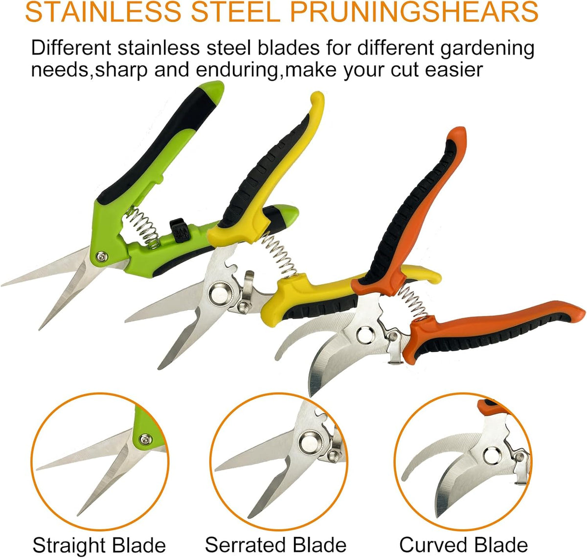 Pruning Shears, 4 Pack Garden Shears with Gardening gloves, Clippers Handheld, Stainless Steel Garden Snips, Pruners for Gardening
