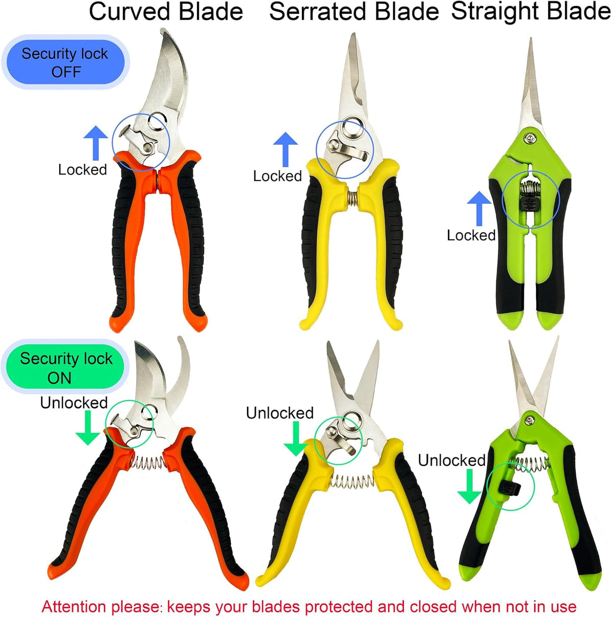 Pruning Shears, 4 Pack Garden Shears with Gardening gloves, Clippers Handheld, Stainless Steel Garden Snips, Pruners for Gardening
