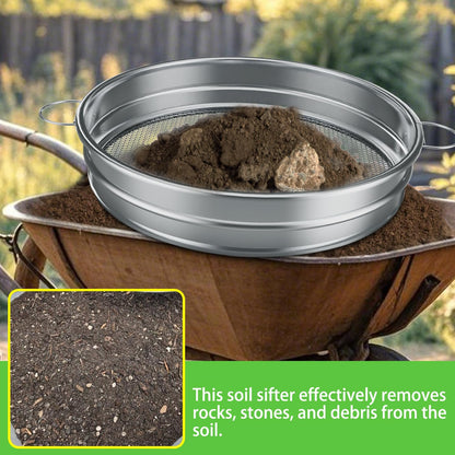 19“ Large Soil Sifter with Handle for Gardening, Dirt Sifter, Compost Sifter, Rock Sand Sifter, Wheelbarrow Sifter, Garden Soil Sieve, Metal Gravel Pellet Worm Sifter, Heavy Duty Bin Outdoor