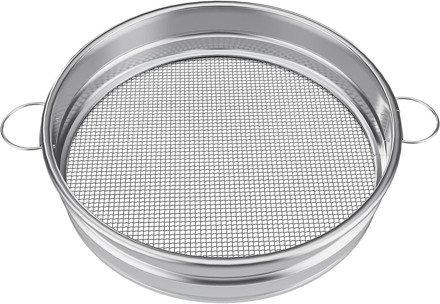 19“ Large Soil Sifter with Handle for Gardening, Dirt Sifter, Compost Sifter, Rock Sand Sifter, Wheelbarrow Sifter, Garden Soil Sieve, Metal Gravel Pellet Worm Sifter, Heavy Duty Bin Outdoor