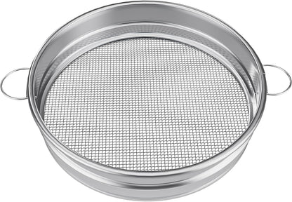 19“ Large Soil Sifter with Handle for Gardening, Dirt Sifter, Compost Sifter, Rock Sand Sifter, Wheelbarrow Sifter, Garden Soil Sieve, Metal Gravel Pellet Worm Sifter, Heavy Duty Bin Outdoor