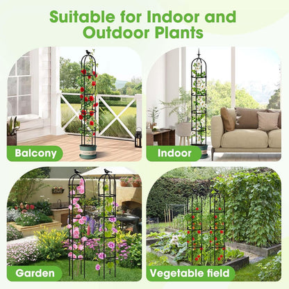 2026 Updated Garden Obelisk Trellis for Climbing Plants Outdoor, 76inch Tomato Cage, Rose, Flowers, Grape, Pea, Cucumber Trellis, Rustproof Plastic Coated Metal Plant Support Trellis for Potted Plants