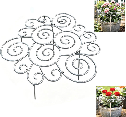 Plant Support Ring for Most Plants – Heavy Duty Metal Cage for Flowers, Vegetables, Tomatoes, Peonies, Roses – Garden Stake for Indoor/Outdoor Pots – No Tools Needed (M)
