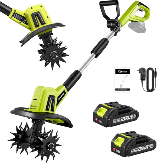 22V Cordless Garden Tiller Cultivator Rototiller for Gardening