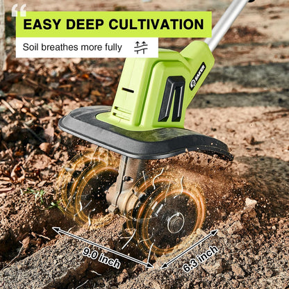 22V Cordless Garden Tiller Cultivator Rototiller for Gardening
