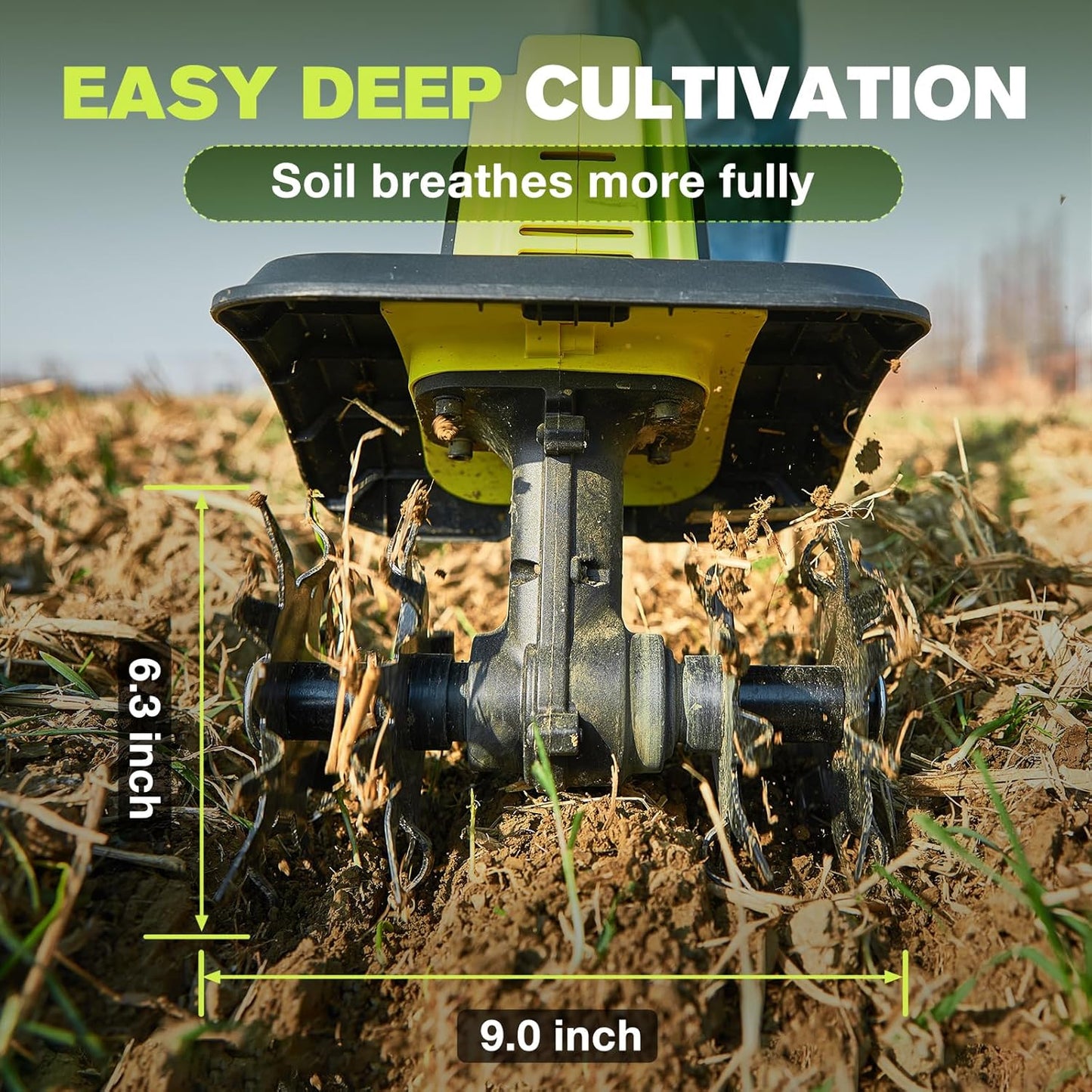22V Cordless Garden Tiller Cultivator Rototiller for Gardening