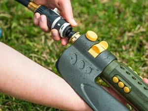 Vego Turbo Oscillating Sprinkler w/Quick Connector Starter Set Metal Base and 20 Precision Nozzles, 3-Way Adjustable for Large Yard and Lawn Covers up to 4973 sq. ft.-Seaweed Green