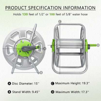 Metal Water Hose Reel Hold 100FT of 5/8" Hose