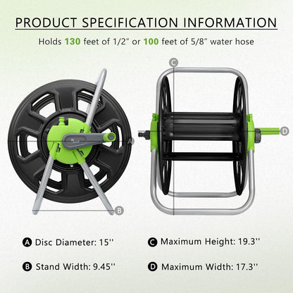 Metal Water Hose Reel Hold 100FT of 5/8" Hose