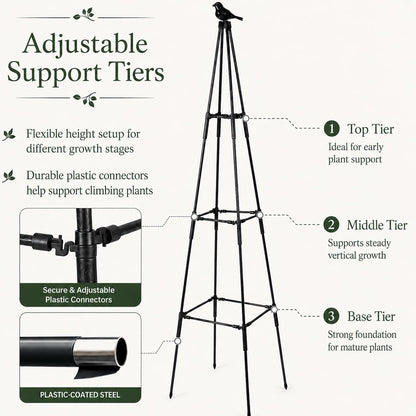 Obelisk Trellis for Climbing Plants Outdoor, 67", Black, 2 Pack