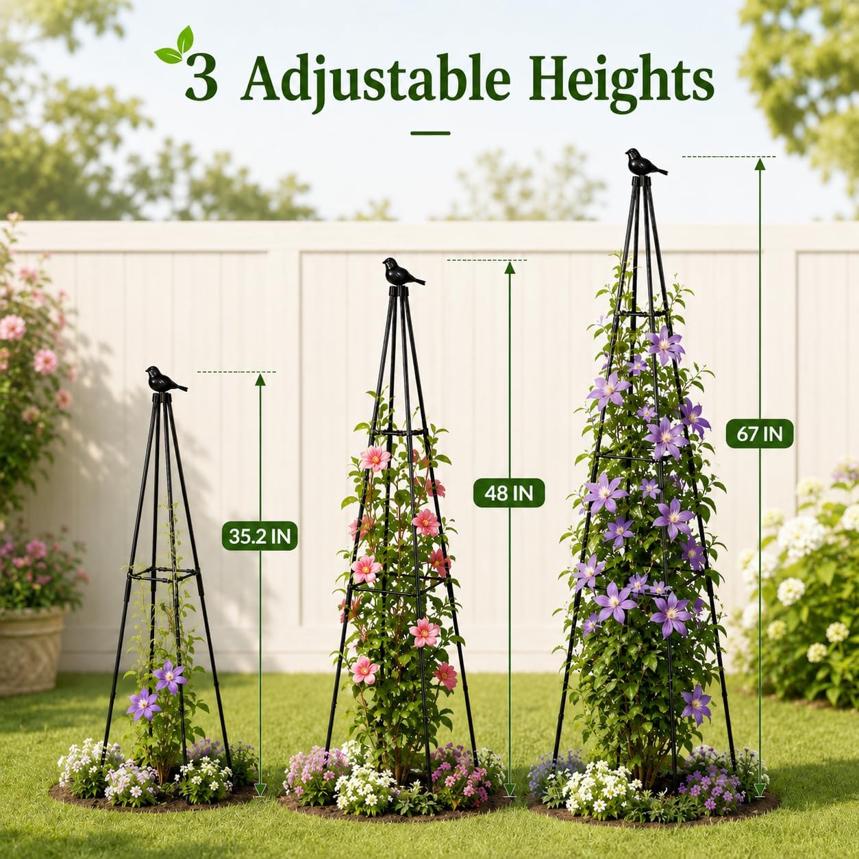 Obelisk Trellis for Climbing Plants Outdoor, 67", Black, 2 Pack