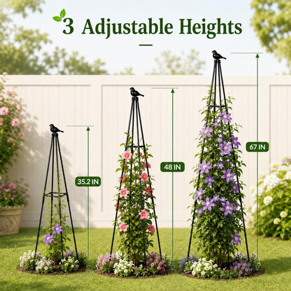 Obelisk Trellis for Climbing Plants Outdoor, 67", Black, 2 Pack