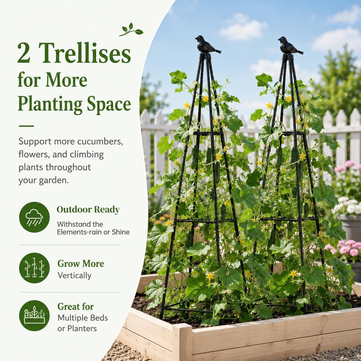 Obelisk Trellis for Climbing Plants Outdoor, 67", Black, 2 Pack