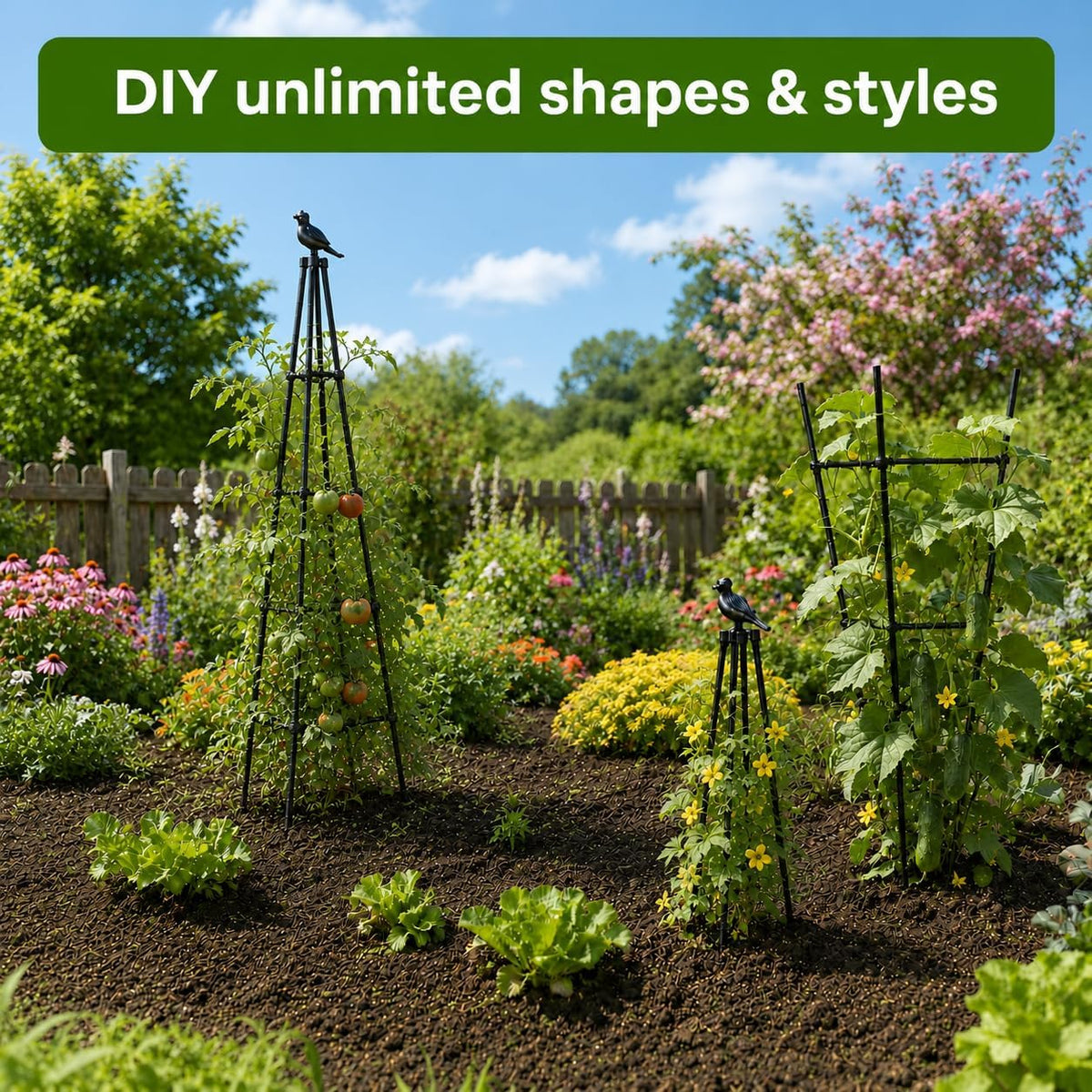 Obelisk Trellis for Climbing Plants Outdoor, 67", Black, 2 Pack