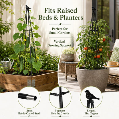 Obelisk Trellis for Climbing Plants Outdoor, 67", Black, 2 Pack