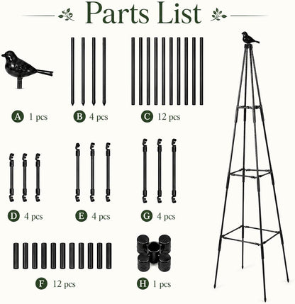 Obelisk Trellis for Climbing Plants Outdoor, 67", Black, 2 Pack