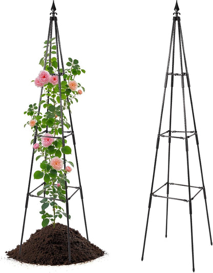 Obelisk Trellis for Climbing Plants Outdoor, 67", Black, 2 Pack
