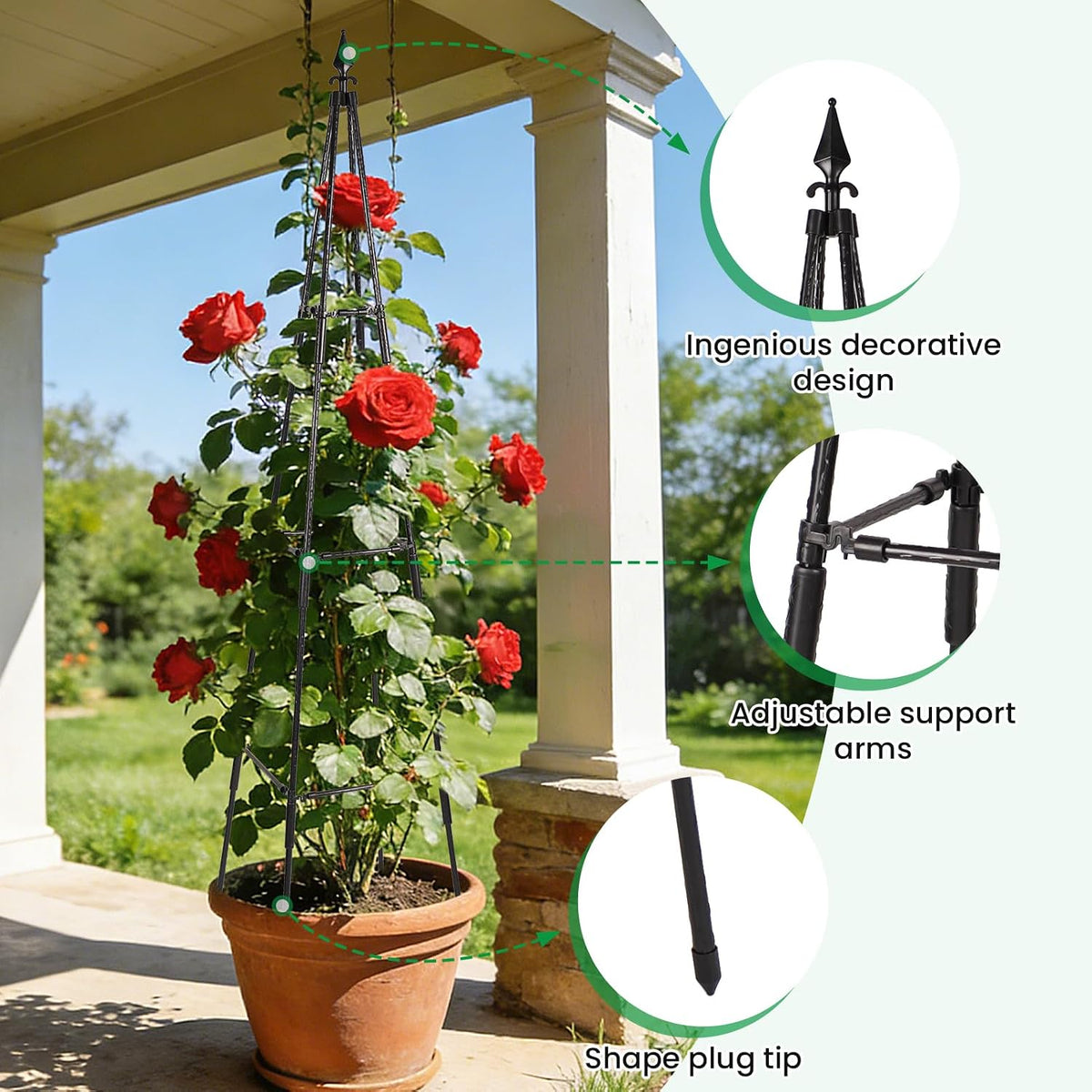 Obelisk Trellis for Climbing Plants Outdoor, 67", Black, 2 Pack