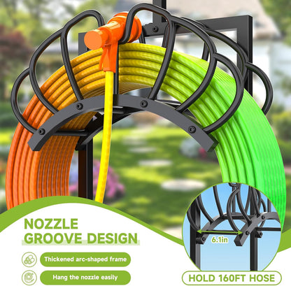 Garden Water Hose Holder with Solar Light & Shepherds Hooks for outside