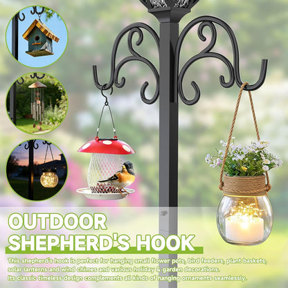 Garden Water Hose Holder with Solar Light & Shepherds Hooks for outside
