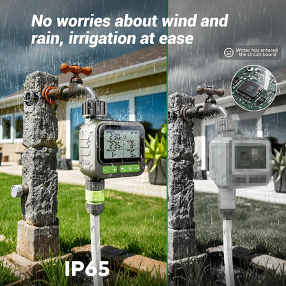 Sprinkler Timer, 4 Customizable Programs Sprinkler Drip Irrigation, IP65 Waterproof, Auto Rain Delay Manual Mode, Child Lock (Watering Sprinkler)