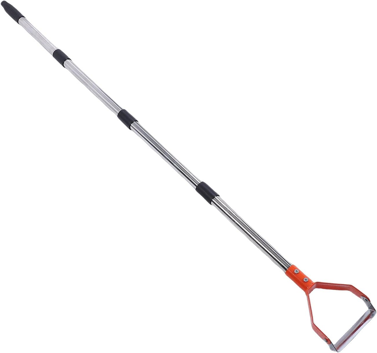Adjustable Long Handle Stirrup Hoe Garden Tool, Heavy Duty Carbon Steel Weeding Hoe for Flower Beds Yards, Ergonomic Stand Up Puller with Rust Proof Stainless Steel Handle (Orange)
