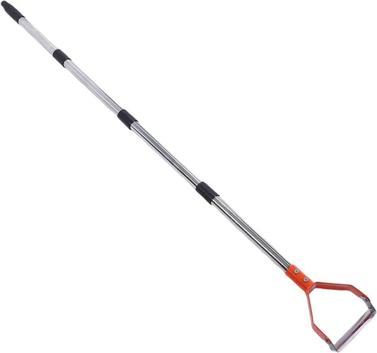 Adjustable Long Handle Stirrup Hoe Garden Tool, Heavy Duty Carbon Steel Weeding Hoe for Flower Beds Yards, Ergonomic Stand Up Puller with Rust Proof Stainless Steel Handle (Orange)