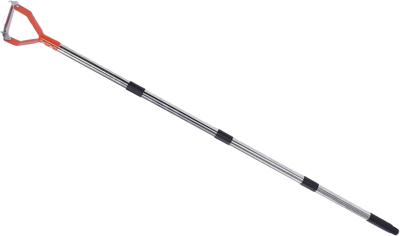 Adjustable Long Handle Stirrup Hoe Garden Tool, Heavy Duty Carbon Steel Weeding Hoe for Flower Beds Yards, Ergonomic Stand Up Puller with Rust Proof Stainless Steel Handle (Orange)