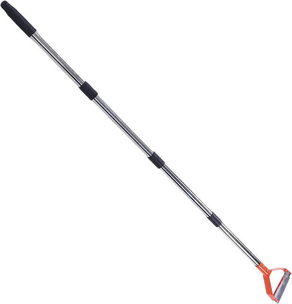 Adjustable Long Handle Stirrup Hoe Garden Tool, Heavy Duty Carbon Steel Weeding Hoe for Flower Beds Yards, Ergonomic Stand Up Puller with Rust Proof Stainless Steel Handle (Orange)