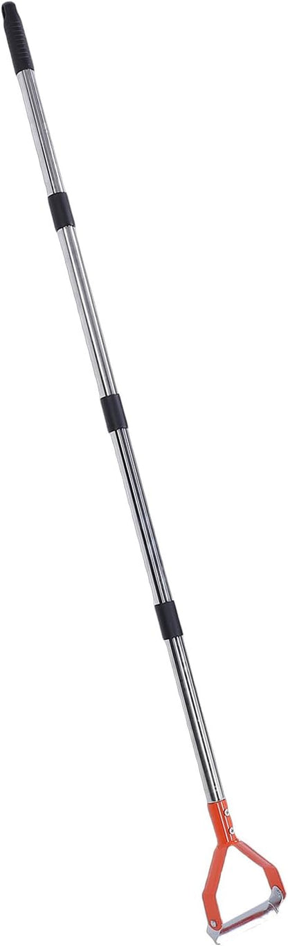 Adjustable Long Handle Stirrup Hoe Garden Tool, Heavy Duty Carbon Steel Weeding Hoe for Flower Beds Yards, Ergonomic Stand Up Puller with Rust Proof Stainless Steel Handle (Orange)