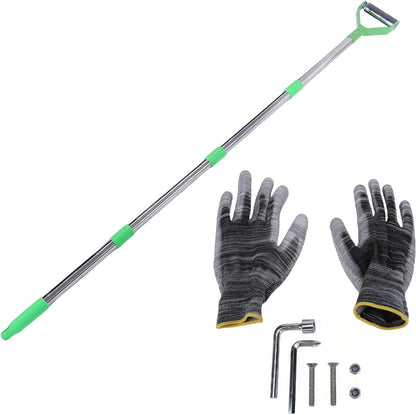 Adjustable Long Handle Stirrup Hoe Garden Tool, Heavy Duty Carbon Steel Weeding Hoe for Flower Beds Yards, Ergonomic Stand Up Puller with Rust Proof Stainless Steel Handle (Orange)